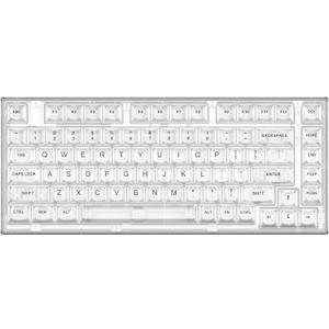 YUNZII X75 82 Key Hot Swappable Mechanical Keyboard with Transparent Keycaps, 75% Layout Gasket Mount RGB Backlit for Windows/Mac (Kailh Jellyfish Switch, Wired-White)