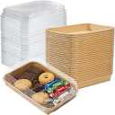 30 Pack 15oz Charcuterie Boxes with Clear Lids, To Go Paper Small Charcuterie Box with Lid, 7.5 x 5.2 x1.8in Disposable Bakery Take Out Containers for Desserts, Cookie, Charcuterie, Snack and Fruit