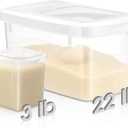 LemonRoad 18-22lb Rice Storage Container and 3lb Storage Bin Set, Flour Dispenser with Airtight Lids, Pet Dog Cat Food Container, Silicon Ring & Moisture Proof, Kitchen Organizer for Cereal Grain