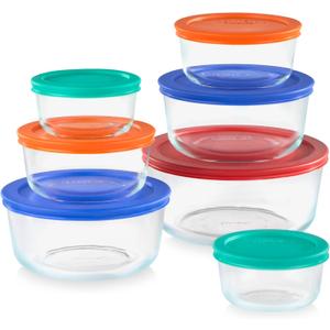 Pyrex Simply Store (7-Pack) Glass Food Storage Containers Set, (1, 2, 4 & 7 Cup) Meal Prep Containers With Plastic BPA-Free Lids, Dishwasher & Microwave Safe