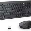 iClever GK08 Wireless Keyboard and Mouse - Ultra Slim Keyboard and Mouse Combo, Full Size Design with Number Pad, 2.4G Stable Connection Slim Keyboard and Mouse for Windows, Mac OS Computer (Black)