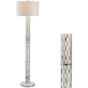 JONATHAN Y JYL1057A Liam 63.5" Seashell Mosaic LED Floor Lamp, Coastal, Traditional, Elegant, Foot-Step-Switch, Office, Living Room, Family Room, Dining Room, Bedroom, Cream