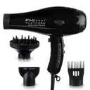 FHI HEAT Platform Nano Power Salon Pro 2000 Tourmaline Ceramic Quick Dry Hair Dryer with 3 Piece Attachment Set (Comb, Concentrator, and Diffuser), Black