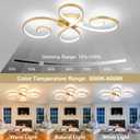 62W Modern LED Ceiling Light,Dimmable Ceiling Lamp Flower Flush Mount Light Fixture with Remote Control for Living Room, Bedroom, Dining Room, Kitchen (Gold), 31.89Inch