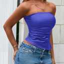 PRETTYGARDEN Women's Faux Leather Tube Tops 2025 Summer Strapless Asymmetrical Ruched Bandeau Shirts Going Out Club Outfits (XL)