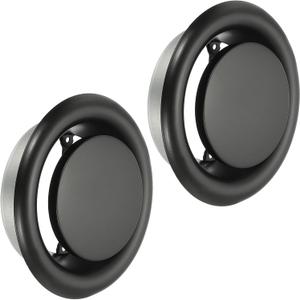 PATIKIL 6 Inch Round Ceiling Diffuser, 2pcs Metal Adjustable Wall Air Vent Diffuser Vent Duct Cover Exhaust Supply for Kitchen Bathroom Garage, Black