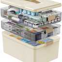 Gifhomfix 3 Tier Medicine Cabinet Organizer Large Capacity Medicine Organizer, Portable Medicine Box with Handle, Multipurpose Medical Box with Removable Tray, First Aid Boxes Empty, Yellow