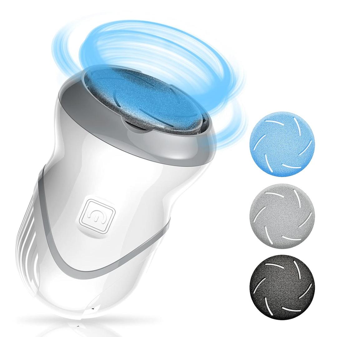 Professional Electric Feet Callus Remover, Portable Rechargeable Foot File Pedicure Tools with Vacuum Adsorption Foot Grinder 2 Speed 3 Grinding Heads, Ideal for Dead Skin/Powerful Exfoliation (Auto)