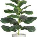 30" Artificial Fiddle Leaf Fig Tree, Realistic Fake Plants Faux Trees Indoor with Cotton Rope Basket, Artificial Plants Indoor for Apartment Home Living Room Office Decor