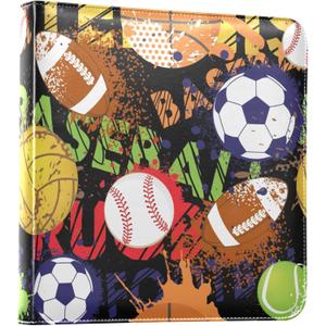Fisyme Sport Ball Photo Album Self Adhesive DIY Scrapbook Album for 2x3 4x6 5x7 6x8 Pictures 20 Pages Memory Book for Family Wedding (Multi-Dark Vitality)