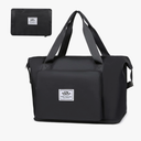 Expandable Travel Duffel Tote Bag - Foldable Overnight Weekender, Carry-On, Swim & Gym Bag - Fits Spirit Airlines Personal Item Size - Lightweight, Waterproof & Durable with Trolley Sleeve,Black
