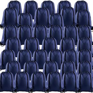 KUUQA 100Pcs Navy Blue Drawstring Backpack Bag Bulk Drawstring Bags String Bags Storage Bags Gym Backpack for Sport Gym Traveling