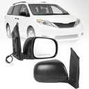 JDMSPEED Right Passenger Side View Door Mirror Compatible with 2004-2010 Toyota Sienna with Heated Power Glass Manual Folding Heated Black Replaces TO1321205 (5 Pins)