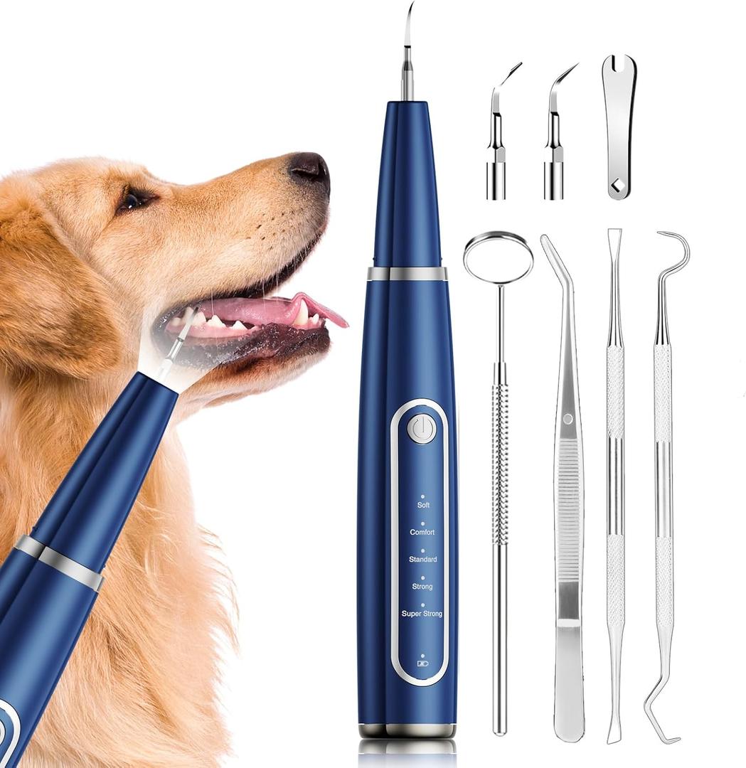 Ni-SHEN Dog Plaque Remover for Teeth,Pet Ultrasonic Tooth Cleaner,Teeth Cleaning Kit -Tartar Remover for Teeth Stains for Dogs and Cats (Blue)