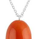 TGH Natural Carnelian Tumbled Stone Pendant Necklace - Handmade Healing Crystal Jewelry for Women - July Birthstone - 16+2 Inch Brass Chain