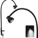 Hersi 5w 30Long Swing Arm 110v/220v Desk Lamp Metal Architect LED Task Light with Clamp, Adjustable Folding Twin-Arm Clip-on Table Lamp,Black