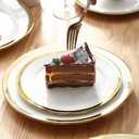 Salad & Dessert Plates, Set of 6, 8 inch, White Porcelain with Gold Trim, Elegant Ceramic Appetizer Plates for Bread, Snack and Finger Food, Round Serving Dishes for Wedding & Dinner Party  White Gold Trim, 8 inch