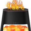 2-in-1 Himalayan Salt Lamp & Ultrasonic Essential Oil Diffuser, Aromatherapy Diffuser Cool Mist Humidifier, Original Salt Therapy Lamp, 100% Pure Himalayan Salt, Ambient Glow, 260ml (Black)