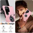 JAME for Samsung Galaxy S24 Ultra Case, Slim Fit Shockproof Heavy Duty Protective Cover with Ring Holder Stand Kickstand, Military-Grade Protection Phone Case for Galaxy S24 Ultra 6.8", Pink