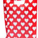 Red Merchandise Bags With White Hearts 100 Count 9"x12" Size 1.5Mil Thick Glossy Valentine Bags