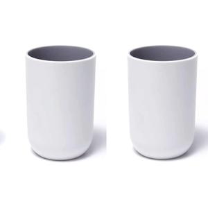 Unbreakable Reusable Drinking Cups Set of 2 Colors, Plastic Toothbrush Cup Tumblers 300 ml/10.5 oz, Dishwasher Safe (Light gray & Light gray)