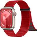 Compatible with Apple Watch Bands 38mm 40mm 41mm 42mm 44mm 45mm 46mm 49mm for Women Men, Adjustable Braided Sport Nylon Loop Straps for iWatch Series 11/10/9/8/7/6 SE/Ultra 3 2 1(Red)