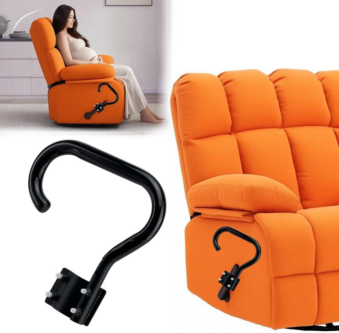 Recliner Handle Extender for Elderly - Heavy Duty Steel with Adjustable Padded Grip, Ergonomic Design for Lazy Boy & Wooden Recliners, Easy Install (Black)