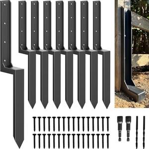 IRONBABE Thickened Fence Post Repair Stakes, Brackets Mender for Broken 4x4/6x6 Wood Fence Post Support (11-Gauge, 8 Pack/Black)