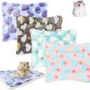 4 Pieces Guinea Pig Bunny Comfortable Bed Mats Pads, Rabbit Warm Soft Bed, Hamster Bedding Pad Mats for Small Animals Chinchilla Hedgehog Baby Cats (7.9"x5.9", 1.Hearts Pattern)