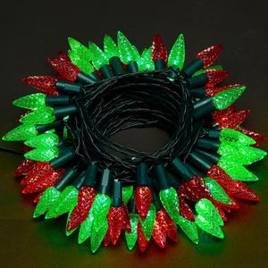 WBao Battery Operated Christmas Lights 60 LED 20ft, C6 Christmas String Lights with 8 Modes, Timer, Waterproof Design for Indoor Outdoor Trees, Wreaths, Fence, Stairs Xmas Decorations, Red Green