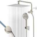 12" All Metal Shower Head, High Pressure 10-Spray Handheld Showerhead Rainfall Shower Head Combo with 11" Adjustable Shower Extension Arm, 71" Hose, Shower Head Holder, Brushed Nickel
