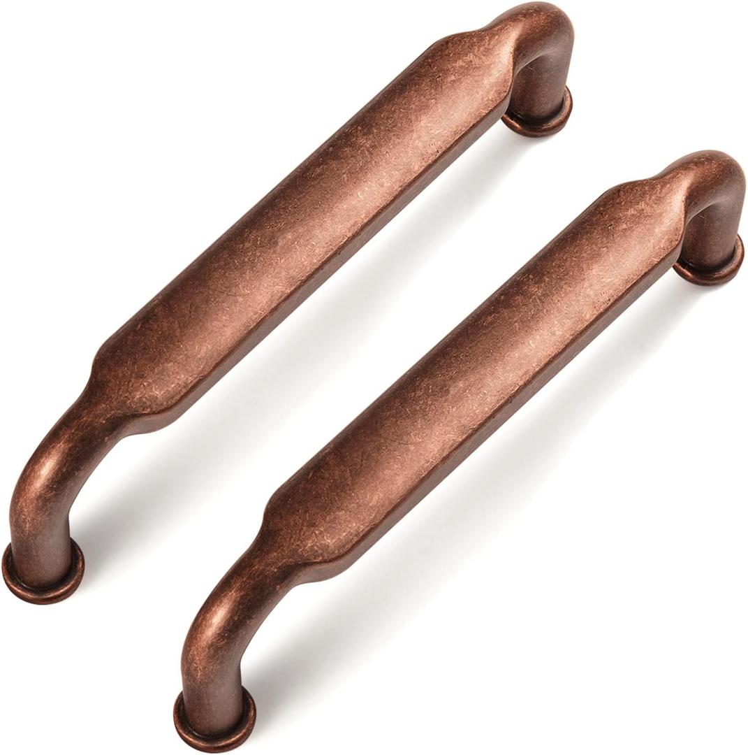 Goo-Ki 6 Pack 3-3/4 Inch 96mm Hole Center Cabinet Pulls Antique Copper Zinc Alloy Kitchen Drawer Pulls Drawer Handles 4.2 Inch Length 2202-AC-96