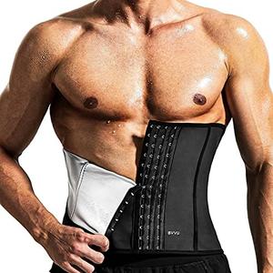 BVVU Waist Trainer for Men Waist Trimmer Tummy Control Sauna Sweat Belt Stomach Wrap Lower Belly Fat Back Support M