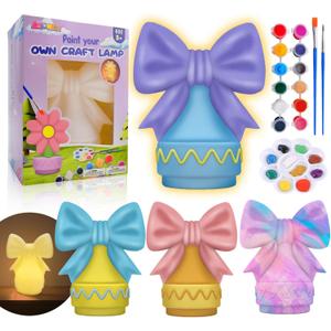 ASIOWELY Paint Your Own Ribbon Bow Lamp Kits,Arts and Crafts Supplies for Kids Toys Ages 4-6-8-12,DIY Art Night Light Painting for Girls Ages 5-10,Birthday Gifts for 3-12+ Year Old Toddler Teens Adult