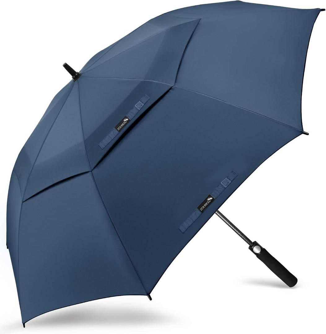 ZOMAKE Automatic Open Extra Large Golf Umbrella 51/54/62/68/72 Inch, Double Canopy Vented Windproof Oversize Stick Umbrellas for Rain