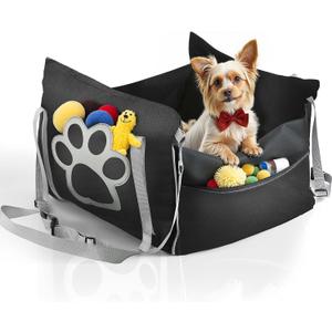 BLACK1 Medium Dog Car Seat - Booster Seat for Small & Medium Dogs Up to 55lbs