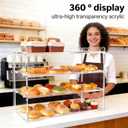 3 Tier Acrylic Bakery Display Case, 19.5" x 10.24" x 14.5" Clear Countertop Dustproof Pastry Stand for Cakes, Donuts, Cookies, Home Kitchen & Commercial Use