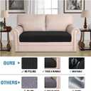 H.VERSAILTEX Super Stretch Individual Seat Cushion Covers Sofa Covers Couch Cushion Covers Slipcover Sets Thick Jacquard Textured Twill Fabric (1 Piece Loveseat Cushion Cover, Black)