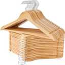Edergoo Wooden Hangers 30 Pack, Smooth Wood Hangers with 360 Swivel Hook & Notches, Natural Solid Coat Hangers Wooden for Closet
