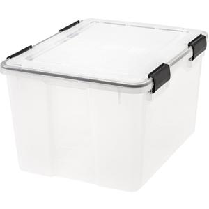 IRIS USA 46 Quart WEATHERPRO Plastic Storage Box with Durable Lid and Seal and Secure Latching Buckles, Clear with Black Buckles, 1 Pack