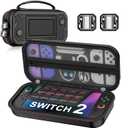 2 x LIFUFUTEE Switch 2 Case for Nintendo Switch 2 (2025)  Switch Carrying Case Shockproof Hard Shell Protective for Switch 2 Accessories, Portable Travel Case Holds 10 Game Cartridges (Black-Small)