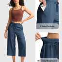 Soothfeel Women's Capri Pants Loose High Waisted Wide Leg Lightweight Travel Hiking Pants for Women Casual Summer with Pocket (Blue, XL)