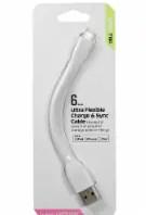 CELLCandy Ultra Flexible 6inch Charge and Sync USB-to-Micro USB Cable - WHITE