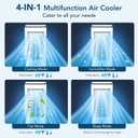 Windowless Portable Air Conditioners with Remote, Ventless Ac Unit Ductless Air Cooler,Hoseless Quiet Evaporative Oscillating Swamp Cooler,12H Timer & 4 Ice Box for Room Indoor Outdoor Office Bedroom, 12 inches x 12 inches x 22 inches