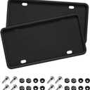 Car License Plate Frame, 2 PCS Anti-Theft Universal Silicone License Plate Frame for Cars, SUVs, Vehicles, Rustproof License Plate Frame, Auto Accessories for Men & Women (Black)