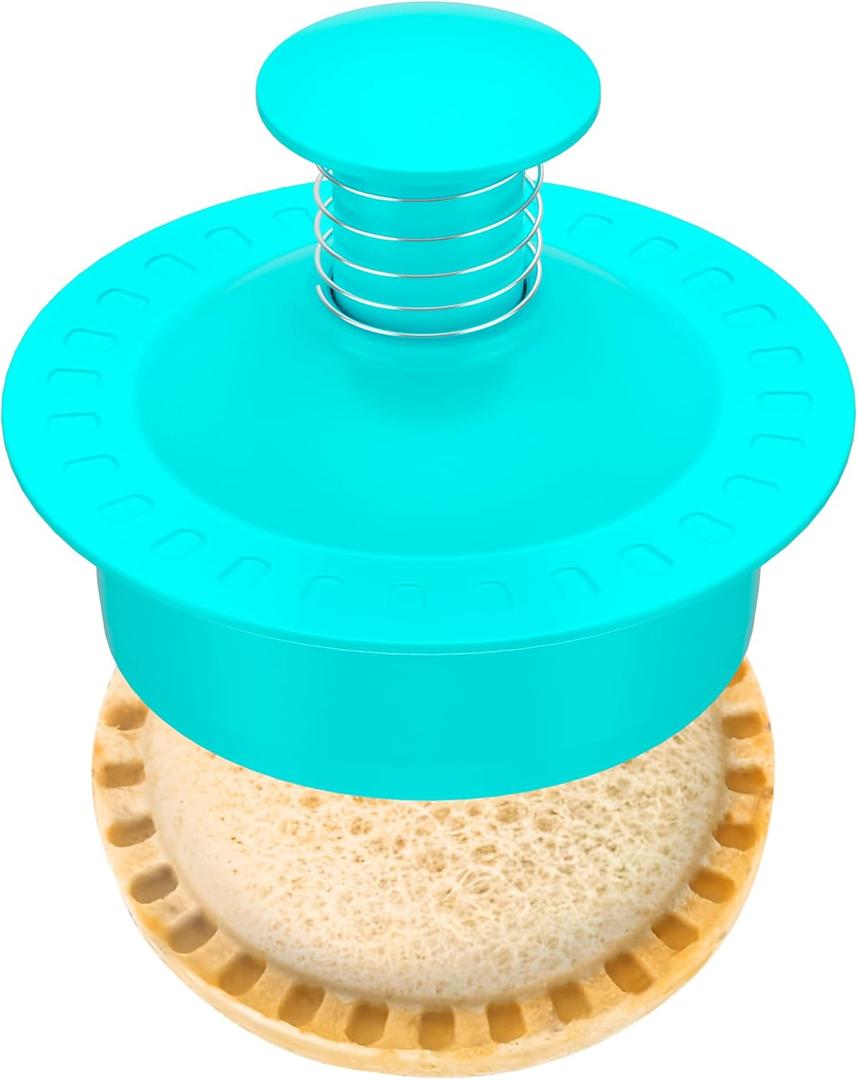 2 x Sandwich Cutter and Sealer Round Cut and Seal Sandwich Maker, Crustless Peanut Butter & Jelly Sandwich Cookie Cutter-Green Round