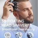 Electric Razor for Men, 5-in-1 Multi-Function Electric Shavers for Men, IPX7 Waterproof Bald Head Shaver with LED Display, Rechargeable Beard Trimmer Body Hair Trimmer, Ideal Gifts for Husband (Black)