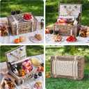 Willow Picnic Basket Set for 2 Persons with Large Insulated Cooler Bag and Waterproof Picnic Blanket, Wicker Picnic Hamper for Camping,Outdoor,Birthday