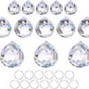 Crystalsuncatcher 20mm/30mm/40mm Clear Crystal Ball Prisms Chandelier Lamp Lighting Drops Hanging Prisms Parts Suncatcher Rainbow Maker Home Decor, Pack of 13