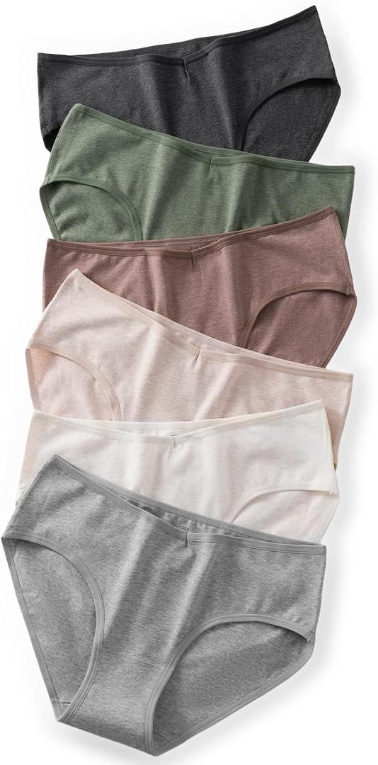 Cotton Underwear for Women Stretch Bikini Hipster Panties Breathable Low Rise V-Wasited Moisture Wicking Briefs 6 Pack (Large)